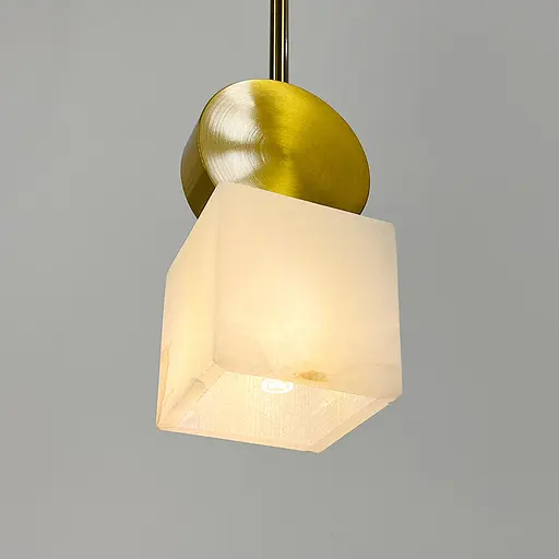 Латунний світильник із білим мармуровим плафоном 9х35 см | Арт. SC 7/1 WT | Line F - фото 6