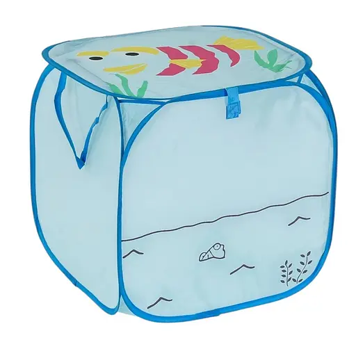 Складная корзина для хранения игрушек С 36580 с рисунком рыбки голубой