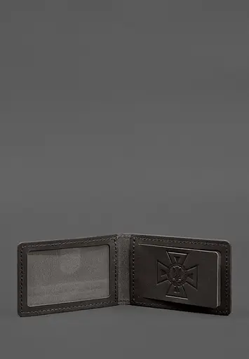 Кожаная обложка на удостоверение ГСЧС с карманом темно-коричневая - фото 3