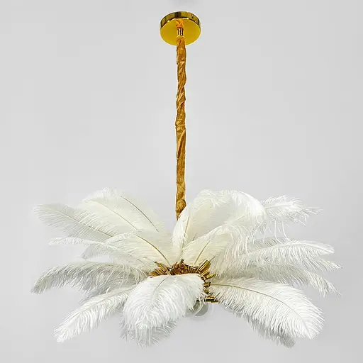 Розкішна підвісна люстра з пір'ям Ø 80 см | Line F | Арт. AS149-800 WT - фото 6