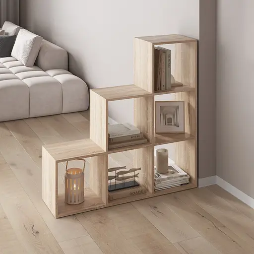 Книжная полка стеллаж Vays M-39 с 6 ячейками этажерка для дома игрушек и декора ЛДСП 108x29x108 см - фото 4