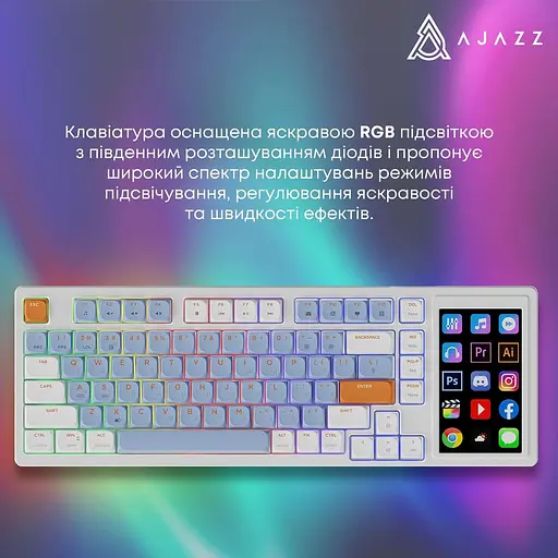 Клавіатура Ajazz AKP815 Red Switch RGB with 4.95" LCD Touch Screen White Blue Orange (AKP815-R-WBO) - фото 11
