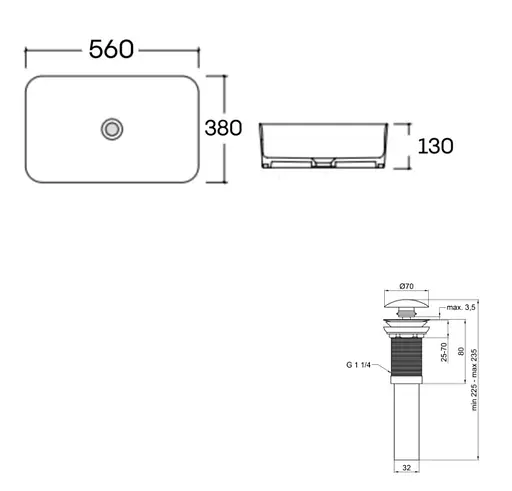 Раковина накладная Qtap Virgo N 560x380x130 White с донным клапаном QT18116308W48462 - фото 7