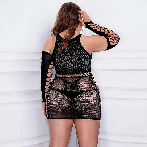 Міні сукня з оригінальними нарукавниками 2XL/3XL Чорний K000818 - фото 3