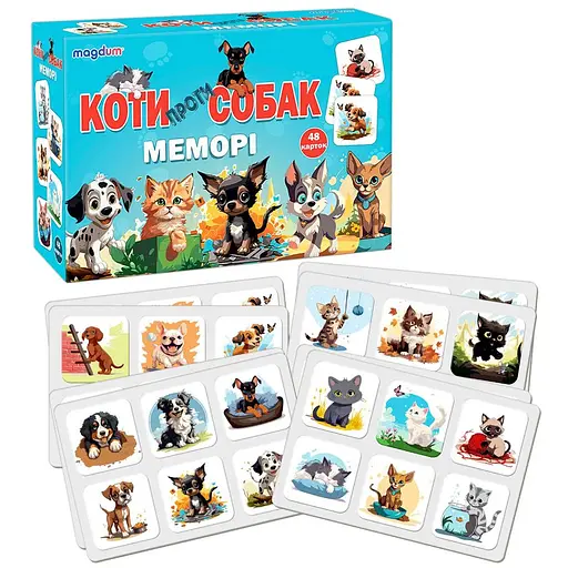 Настольная игра "Мемори: Коты против собак" ME5032-24 Magdum, в коробке (4820215155670) - фото 2