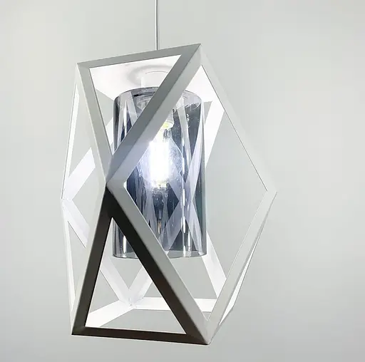 Світильник в геометричному білому металевому корпусі Line.F Колір плафона Янтарний - фото 5