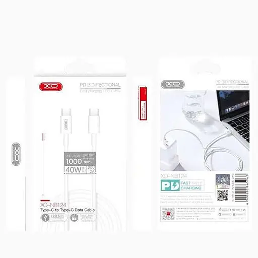 Кабель XO NB124 40W PD Type-c to Type-C Белый - фото 2