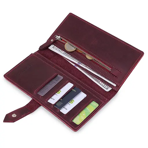 Женское кожаное портмоне Grande Pelle 9х18х1 см acs0018744 - фото 5