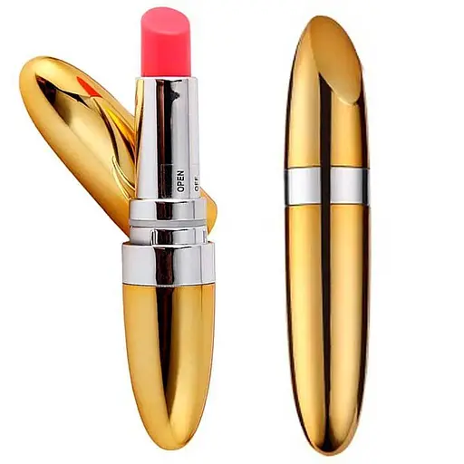 Компактный вибратор-маскарад в форме помады для секретных моментов. Золотой K0525-1