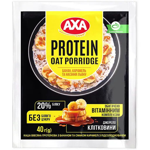 Каша вівсяна АХА протеїнова з бананом та смаком карамелі з підсолоджувачем 40 г