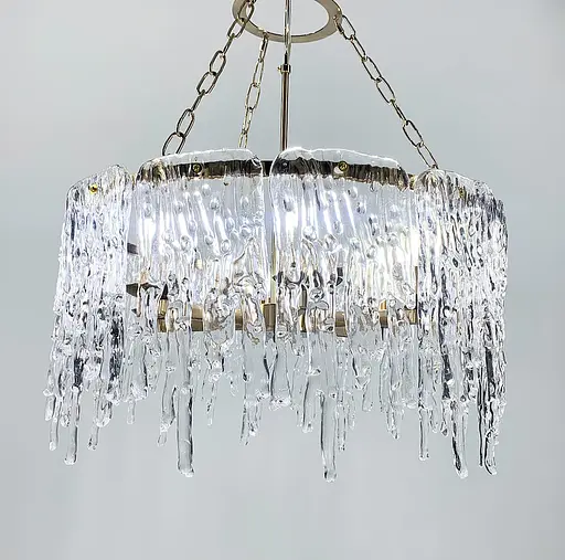 Дизайнерская люстра с прозрачными стеклянными пластинами Line.F Диаметр 60см - фото 8