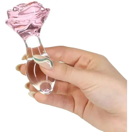 Скляна анальна пробка Pillow Talk Rosy Luxurious Glass Anal Plug ⌀3.3 см віброкуля в подарунок - фото 6