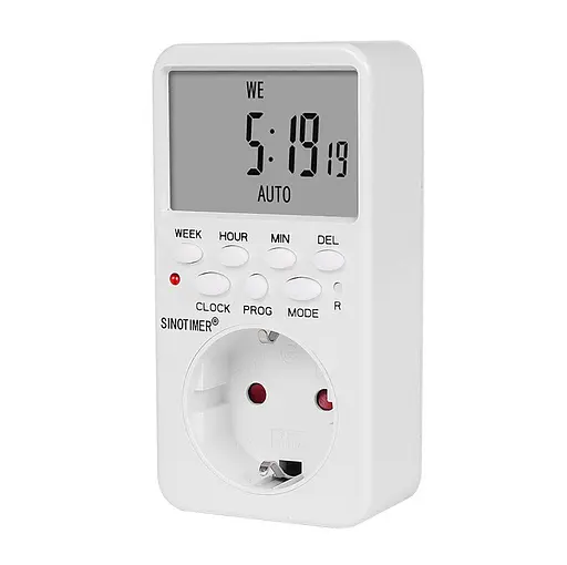 Енергоощадна розетка таймер Sinotiter TM-519, 16 A, 3000 W, 230 V з програмою на вмикання і вимкнення - фото 1