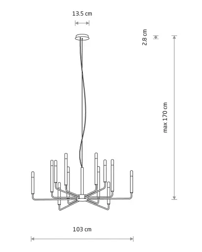 Підвісний світильник, люстра Nowodvorski 11463 Orto XII A E14 12x10W IP20 світло-сірий - фото 2