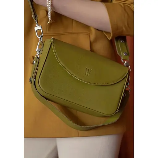 Женская кожаная сумка Molly оливковая - фото 1