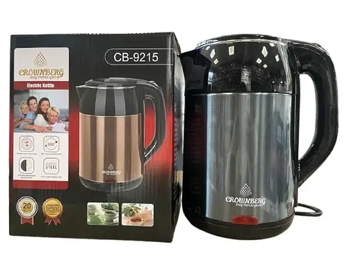 Електрочайник Crownberg CB-9215 2200Вт 2л  Чорний/Сірий - фото 1