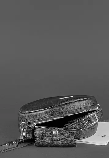 Кругла жіноча шкіряна сумочка Tablet чорна - фото 5