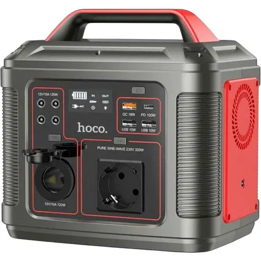 Портативная зарядная станция HOCO DB28 300W Iron Gray+Red
