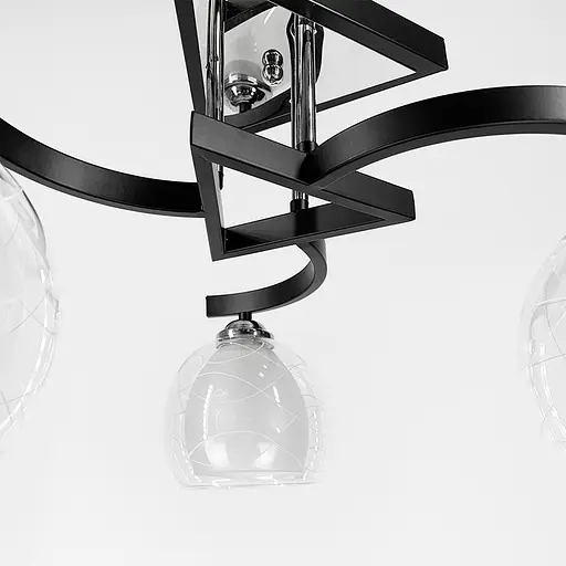 Стельова люстра в чорному корпусі на 3 подвійних плафони Line.F 51098/3 - фото 2