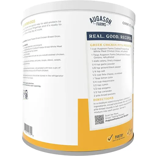 Сублімоване м'ясо курки шматочками Augason Farms з великим терміном придатності 30 років 15 порцій - фото 2