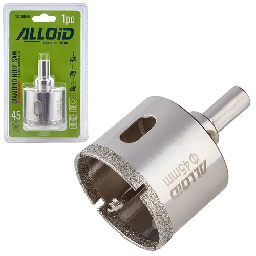 Свердло корончате Alloid Building Tools алмазне по склу та кераміці 45 мм з центрувальним свердлом (GS-70045) - фото 2