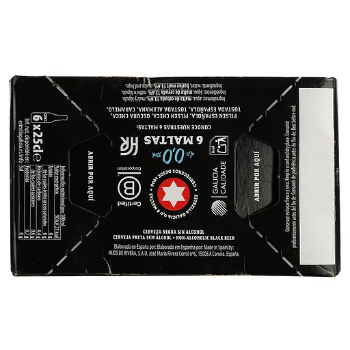 Упаковка пива Estrella Galicia 6 Maltas безалкогольне темне 0% 1.5 л (0.25 л x 6 шт.) - фото 5