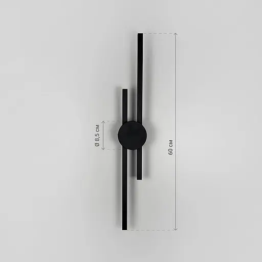 Видовжене подвійне світлодіодне бра Line F 60 см чорне Арт. WB39/600 BK - фото 7