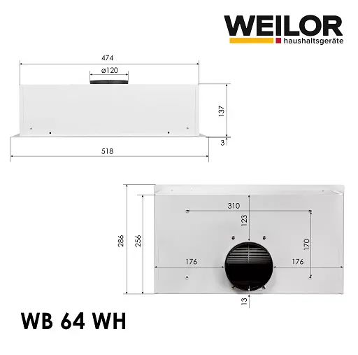 Вытяжка полновстраиваемая WEILOR WB 64 WH - фото 12