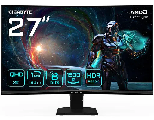 Монитор 27" Gigabyte GS27QCA Gaming Monitor Curved QHD VA 180Hz (GS27QCA Gaming Monitor) - фото 1