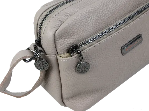 Женская кожаная сумка Borsacomoda на плечо песочная sum0028715 - фото 10