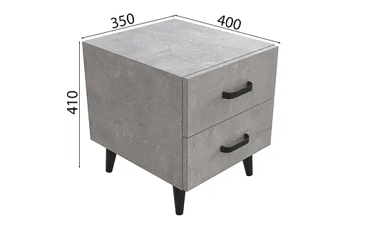 Тумба Віва 2 на конусних ніжках Ferrum-decor 41x35x40 Чорний метал ДСП Бетон 16 мм (FRD-106809) - фото 4