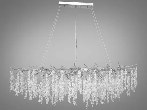 Алюмінієва кришталева люстра "Гліцинія" витягнутої форми,15 ламп, хром - фото 3