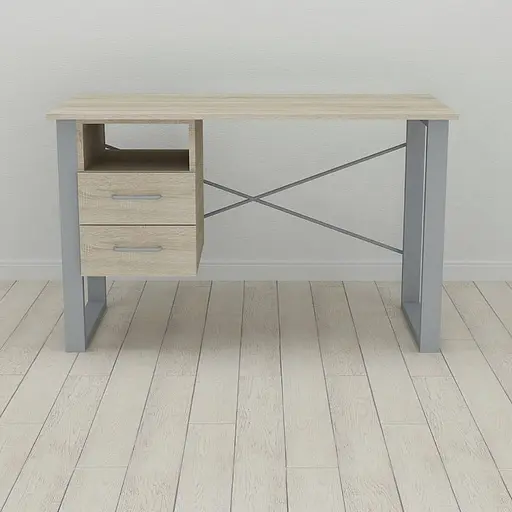 Письмовий стіл із ящиками Ferrum-decor Оскар 750x1400x600 метал Сірий ДСП Дуб Сонома 16 мм (FRD-103251)