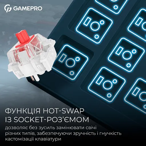 Клавиатура GamePro Asgard Ragnar Keychron Super Red Switch Wireless/Bluetooth/USB Blue беспроводная (MK285BL) - фото 15