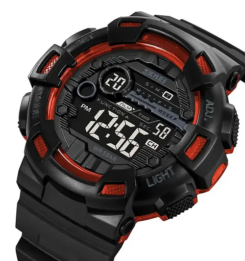 Годинник чоловічий спортивний наручний Skmei 2110 (Чорний з помаранчевим) - фото 2