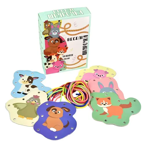 Настільна гра Веселі шнурочки Тварини, укр, Strateg