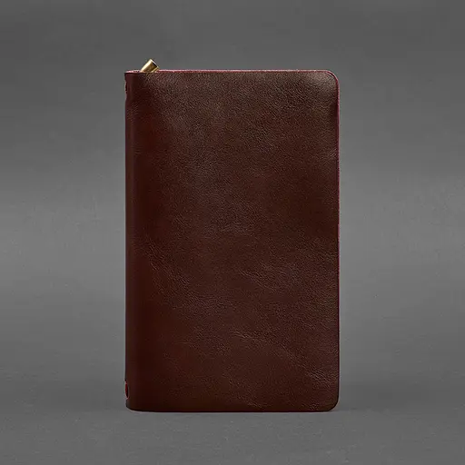Кожаный блокнот (софт-бук) 8.0 на резинке бордовый краст - фото 5