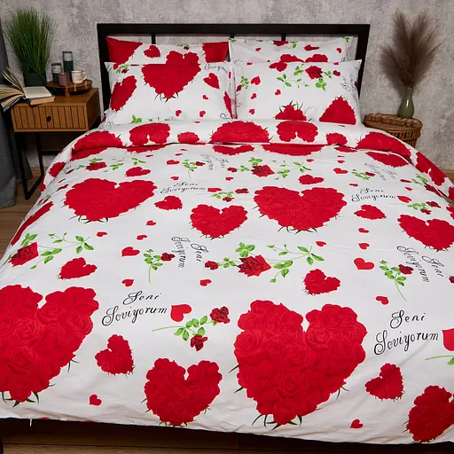 Комплект постільної білизни Moon&Star Бязь Gold Люкс Scarlet Romance King Size 220x240 наволочки 2х70х70 - фото 2