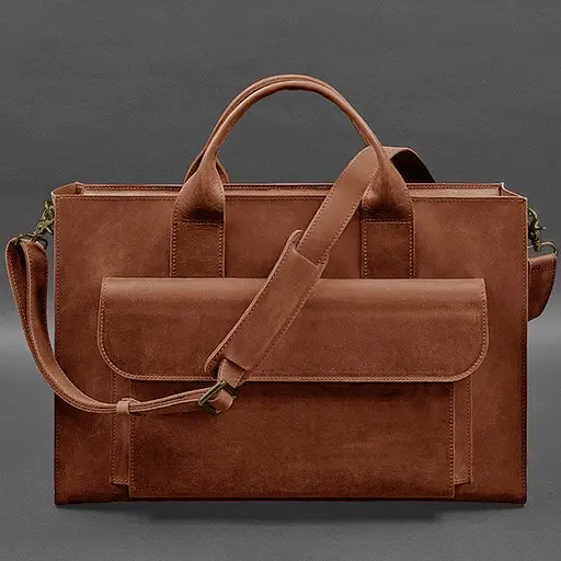 Шкіряна сумка для ноутбука та документів Універсальна світло-коричнева Crazy Horse - фото 8