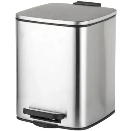 Відро для сміття Zerix Kubix-TC0106 SS Color з плавним закриттям квадратне 6 л нержавійка (ZX5889)  - фото 1