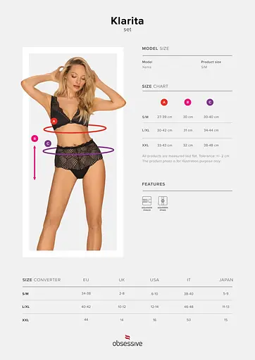 Комплект белья Obsessive Klarita L/XL черный - фото 7