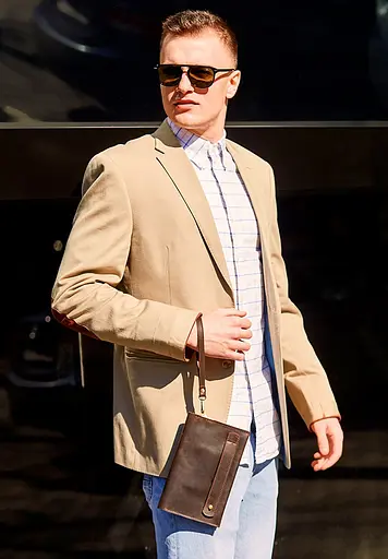 Шкіряний чоловічий клатч-барсетка 3.0 темно-коричневий Crazy Horse - фото 2