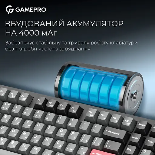 Клавіатура GamePro Asgard Drakkar Keychron Super Red Switch Wireless/Bluetooth/USB Black бездротова (MK305BK) - фото 16