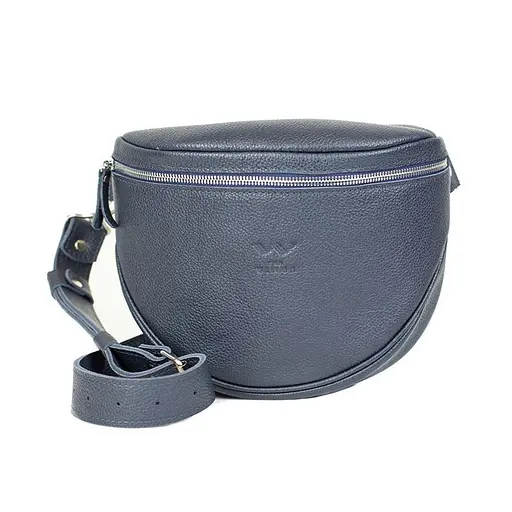 Шкіряна сумка поясна-кроссбоді Vacation темно-синя флотар - фото 10