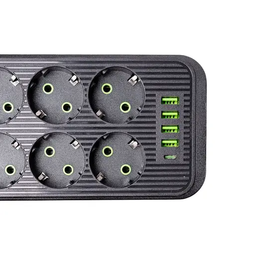 Мережевий фільтр-подовжувач Yiwu HP-5-24 SMART F06U на 6 розеток 5 USB 3 метри чорний  - фото 6