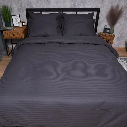 Комплект постільної білизни Moon&Star Satin Stripe Dark Serenity Євро 200х220 наволочки 2х70х70 - фото 8