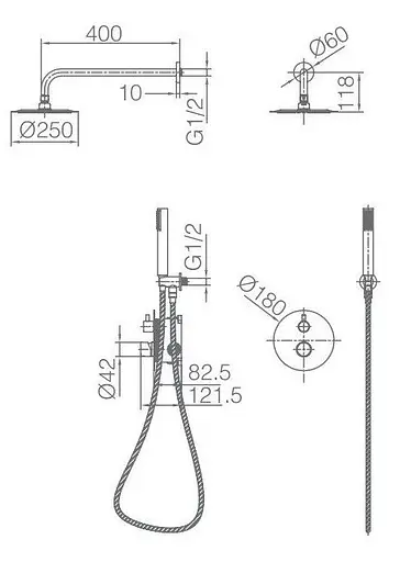 Душова система прихованого монтажу з термостатом Imex Monza PVD матове рожеве золото GTM039/ORC, Золотий - фото 6