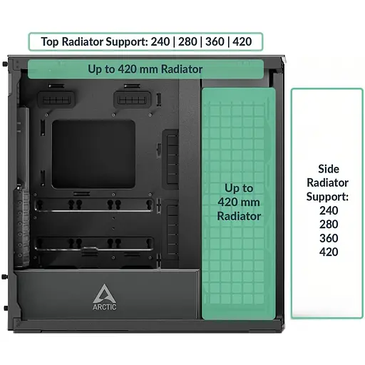 Корпус Arctic Xtender VG Black (ACPCC00016A) без блока питания - фото 9
