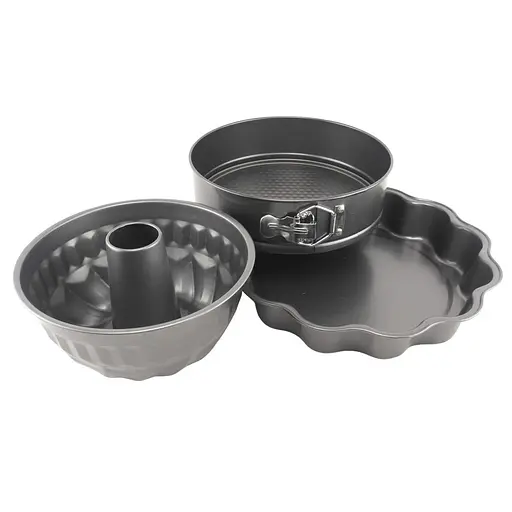 Набір форм деко для випічки з антипригарним покриттям з трьох предметів: кекс, торт, пиріг, A-plus Чорний 84125 - фото 1