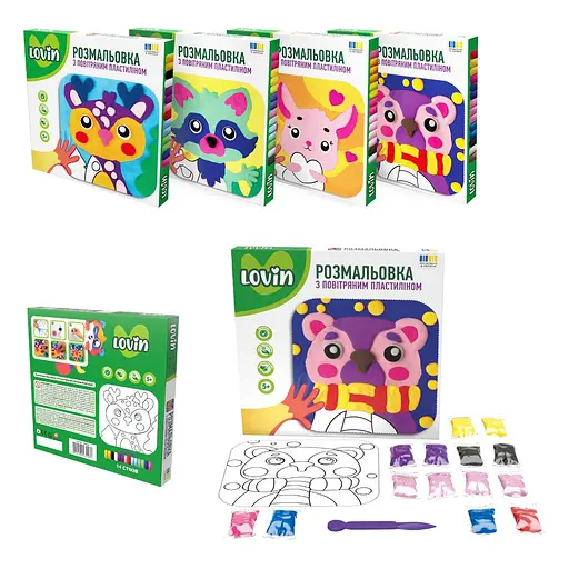 Розмальовка з повітряним пластиліном ТМ Lovin Набір для ліплення "Лісові друзі" Микс - фото 2